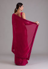 Women's Rani Pink Sequins Georgette Designer Saree