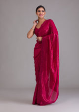 Women's Rani Pink Sequins Georgette Designer Saree