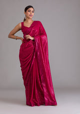 Women's Rani Pink Sequins Georgette Designer Saree