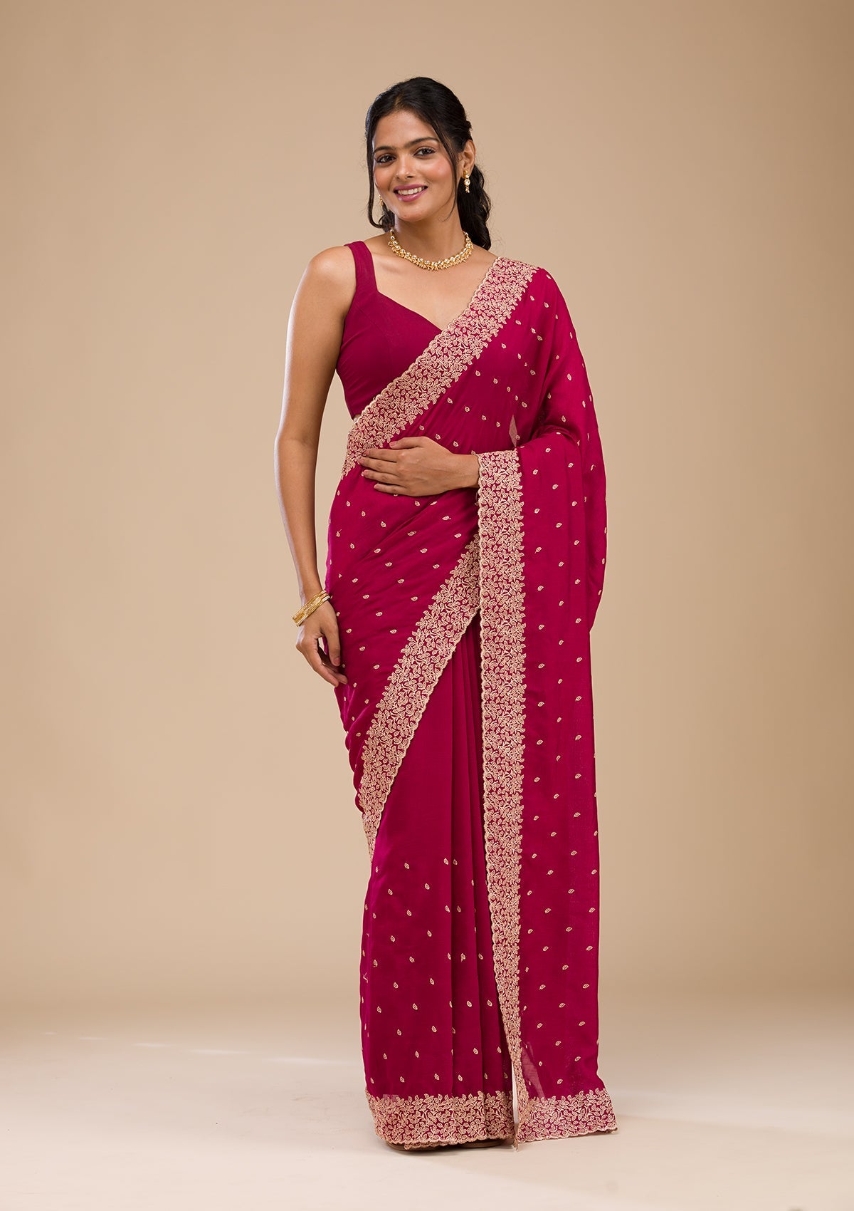 Women's Maroon Zariwork Soft Silk Saree