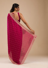 Women's Maroon Zariwork Soft Silk Saree