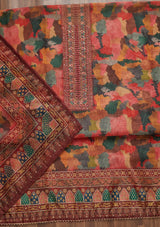 Women's Multicolor Threadwork Chanderi Semi Stitched Salwar Suit