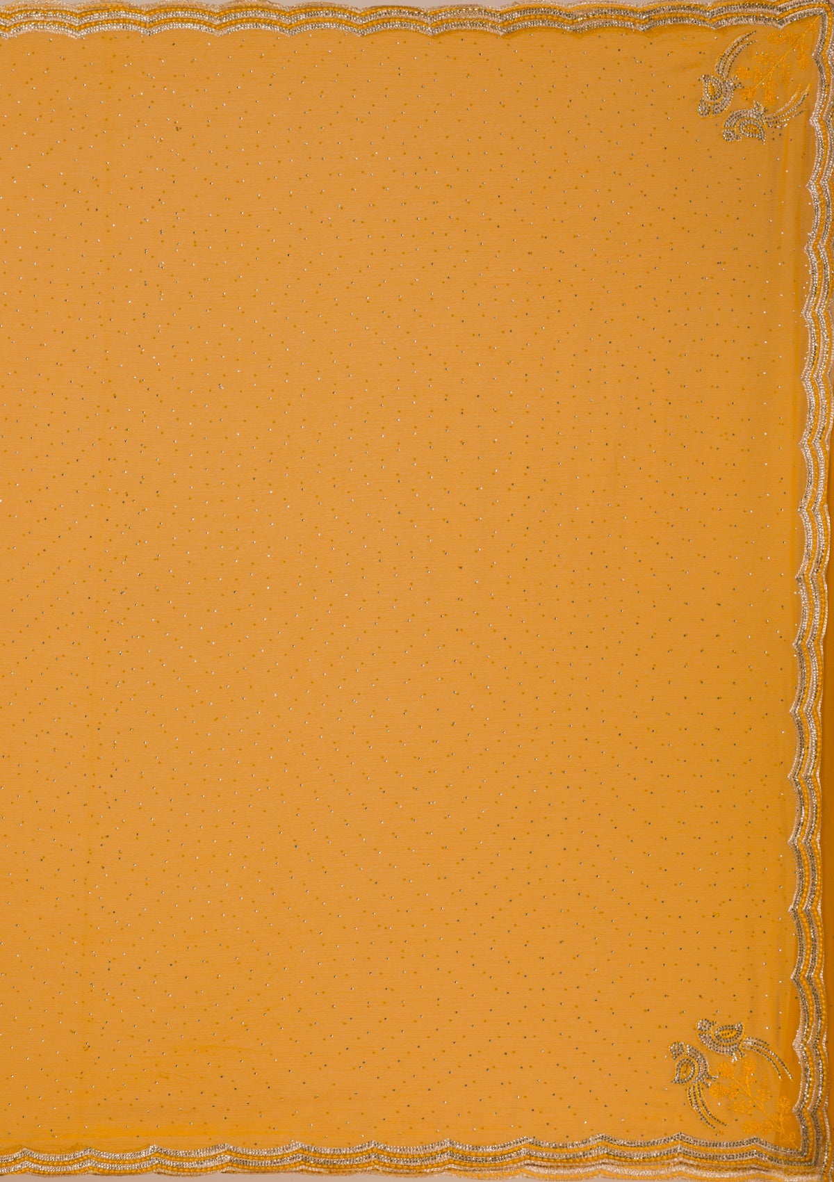 Women's Mustard Stonework Chiffon Saree