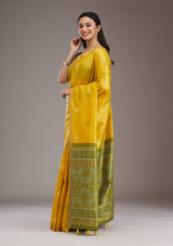 Women's Yellow Zariwork Tissue Saree