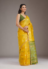Women's Yellow Zariwork Tissue Saree