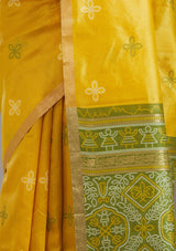 Women's Yellow Zariwork Tissue Saree