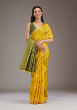 Women's Yellow Zariwork Tissue Saree