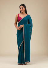 Women's Navy Blue Stonework Art Silk Saree