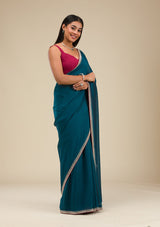Women's Navy Blue Stonework Art Silk Saree