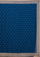 Women's Navy Blue Zariwork Soft Silk Saree