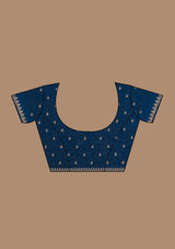 Women's Navy Blue Zariwork Soft Silk Saree