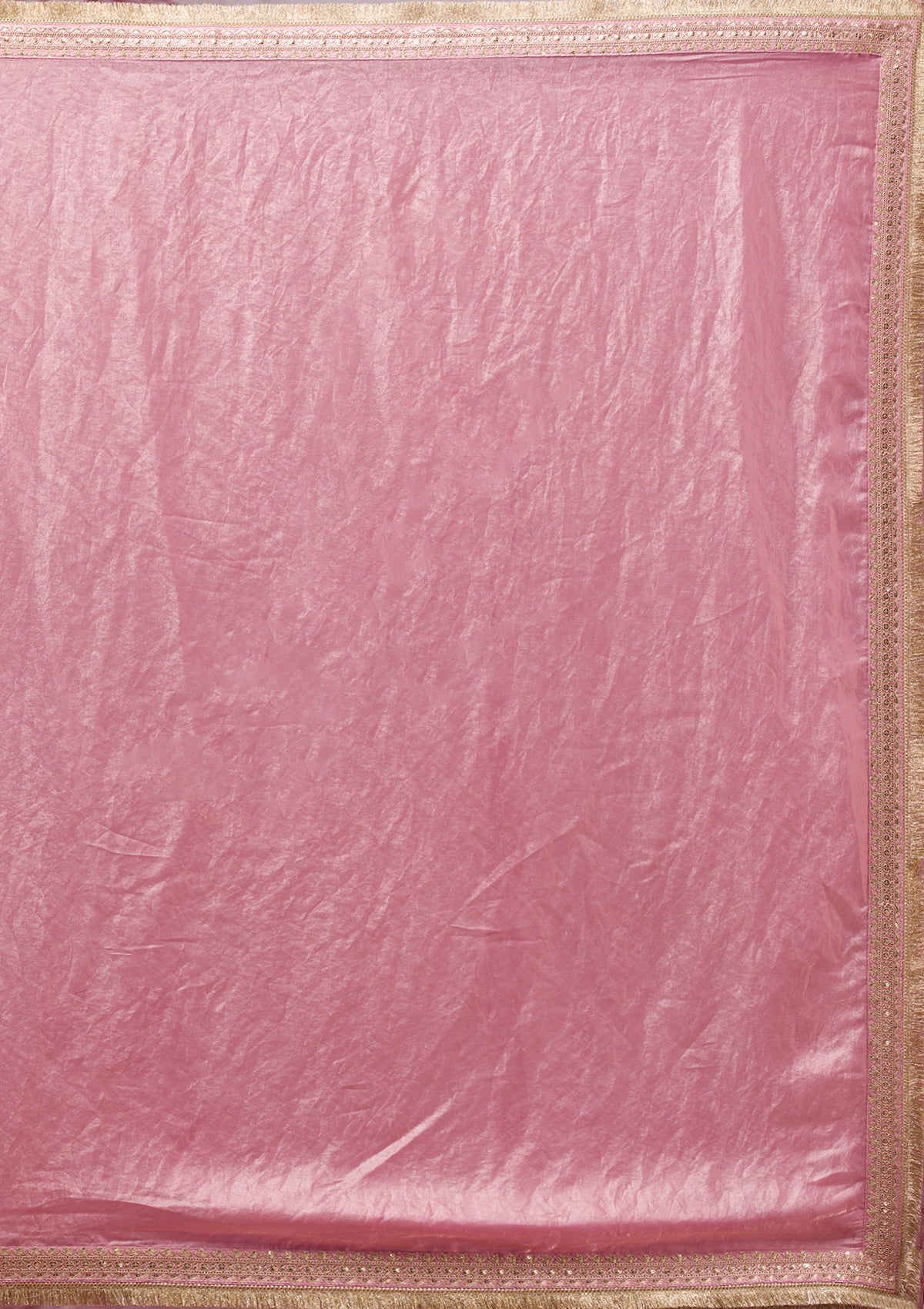 Women's Onion Pink Threadwork Tissue Saree