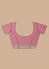 Women's Onion Pink Threadwork Tissue Saree