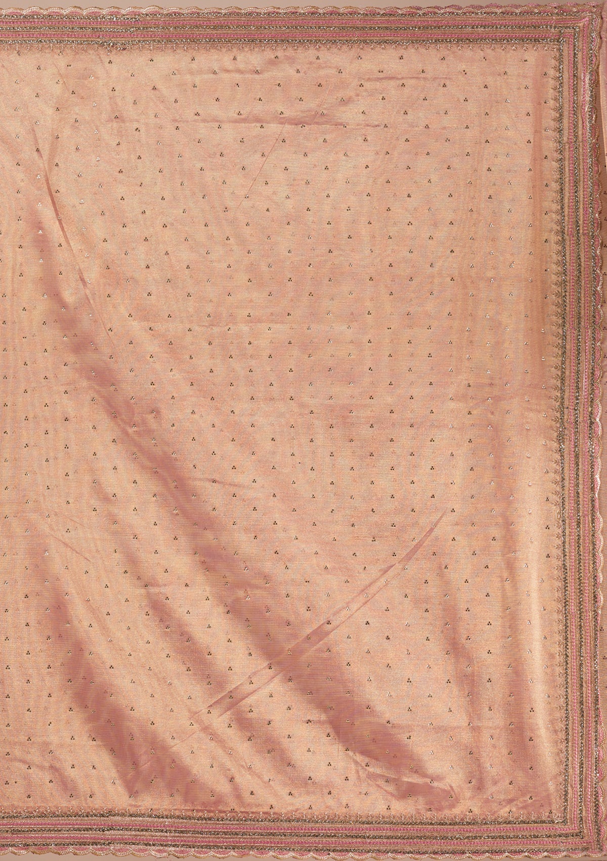 Women's Onion Pink Zariwork Tissue Saree