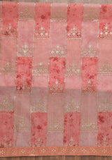 Women's Peach Sequins Organza Unstitched Salwar Suit