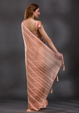 Women's Pink Swarovski Shimmer Georgette Saree