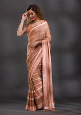 Women's Pink Swarovski Shimmer Georgette Saree