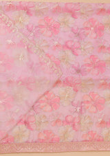 Women's Pink Printed Organza Unstitched Salwar Suit