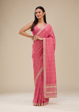 Women's Pink Printed Soft Silk Saree