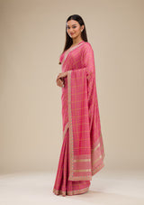 Women's Pink Printed Soft Silk Saree
