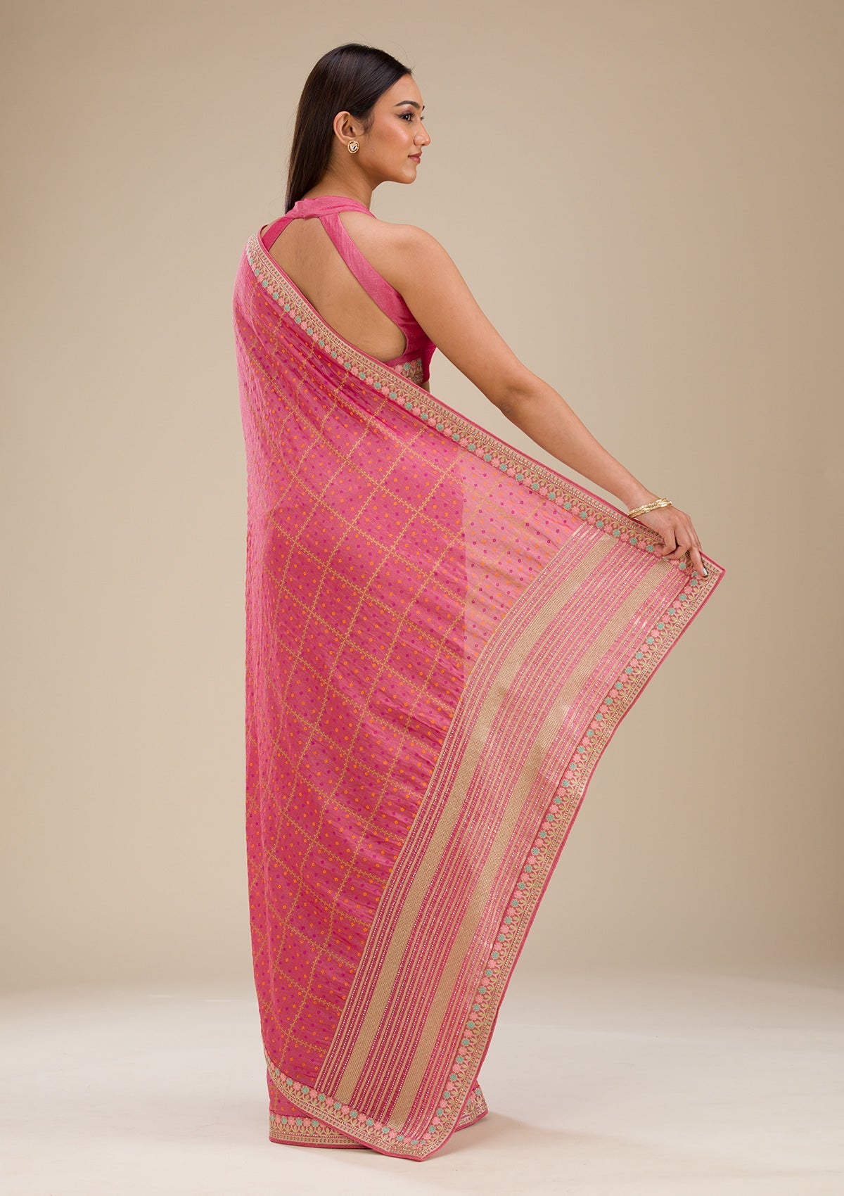 Women's Pink Printed Soft Silk Saree