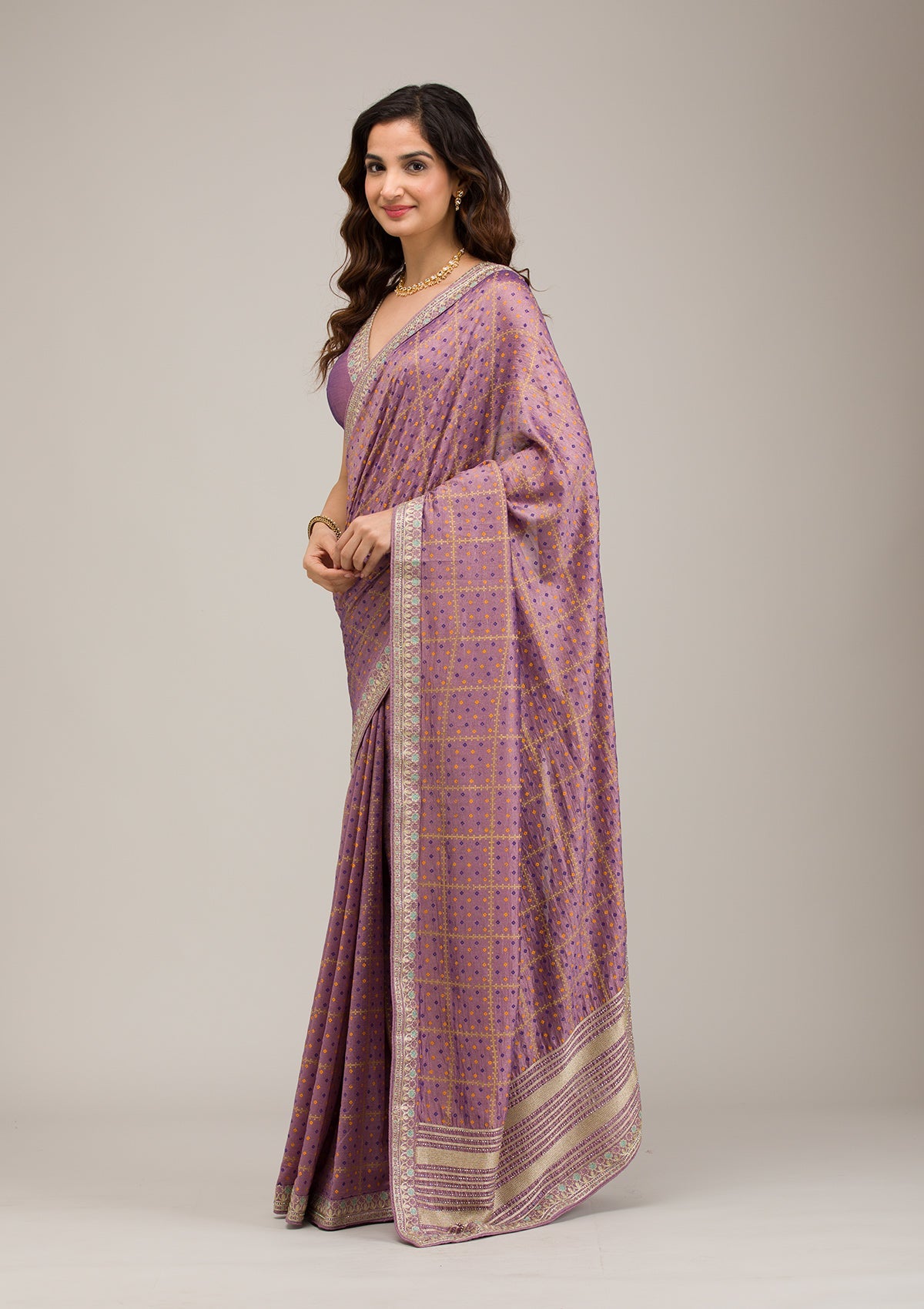 Women's Purple Zariwork Soft Silk Saree