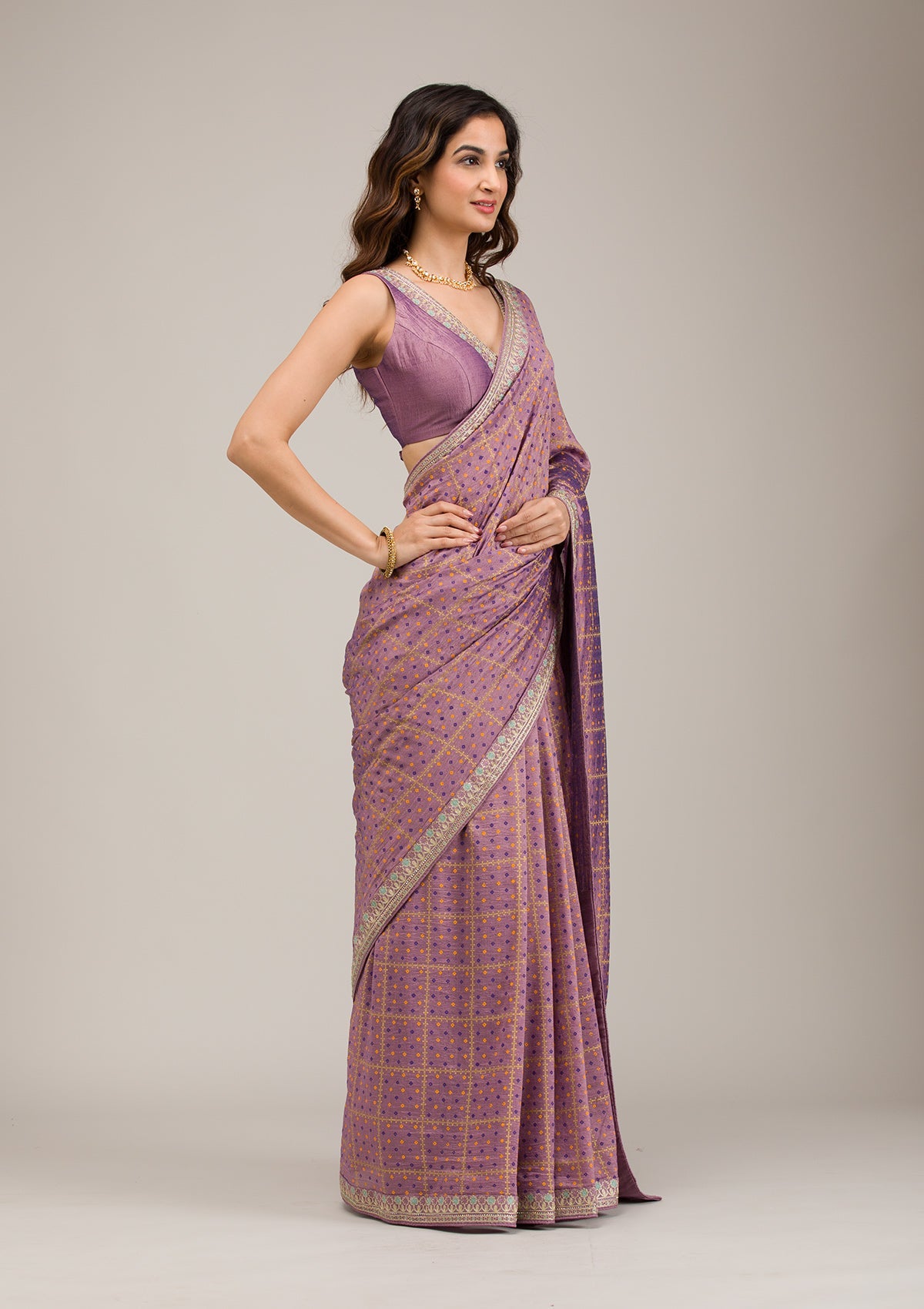 Women's Purple Zariwork Soft Silk Saree