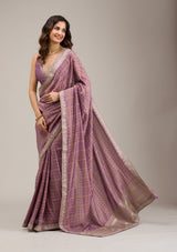 Women's Purple Zariwork Soft Silk Saree