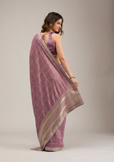 Women's Purple Zariwork Soft Silk Saree
