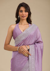 Women's Purple Zariwork Soft Silk Saree