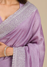 Women's Purple Zariwork Soft Silk Saree