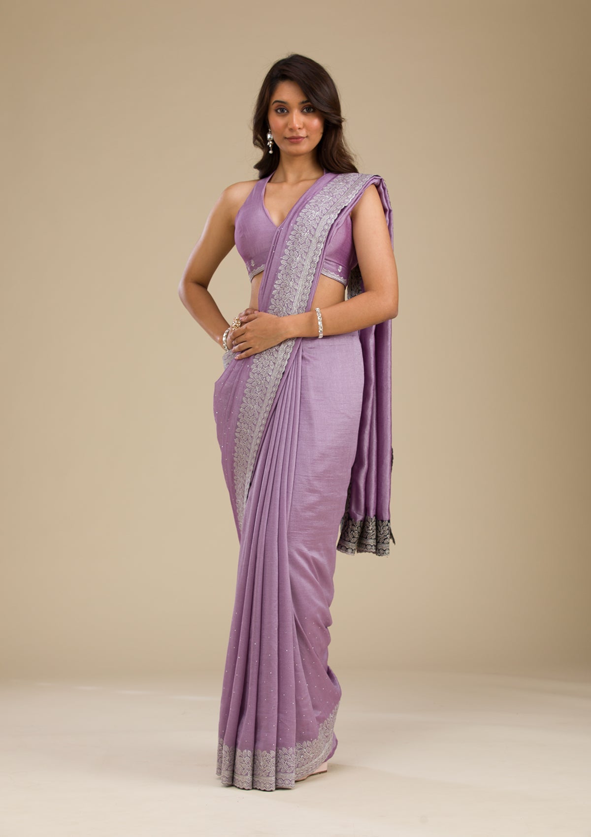 Women's Purple Zariwork Soft Silk Saree