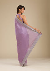 Women's Purple Zariwork Soft Silk Saree