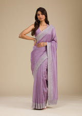 Women's Purple Zariwork Soft Silk Saree