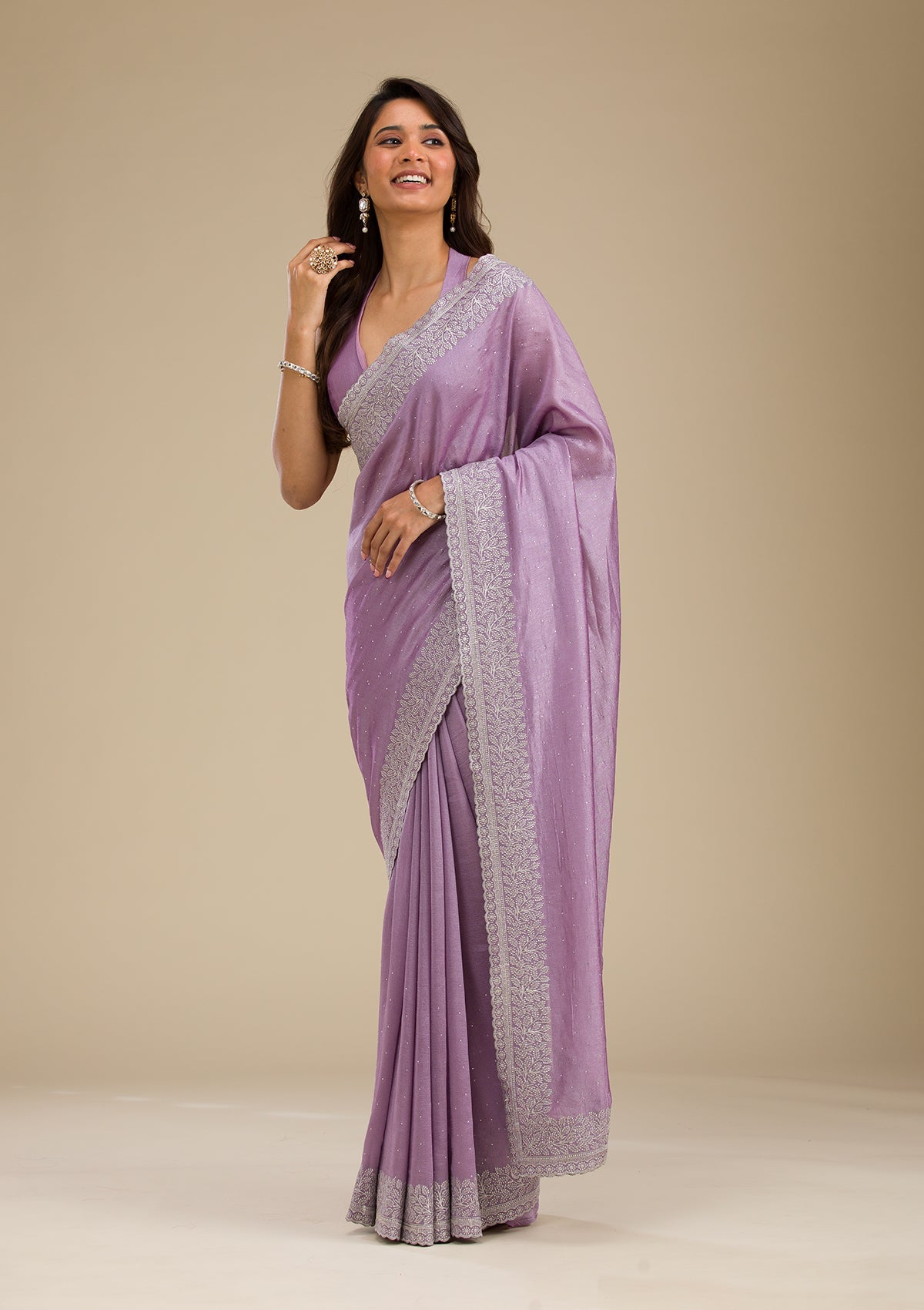 Women's Purple Zariwork Soft Silk Saree