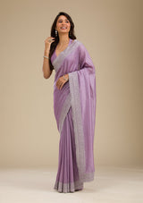 Women's Purple Zariwork Soft Silk Saree