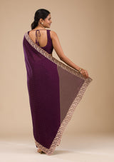 Women's Purple Zariwork Soft Silk Saree