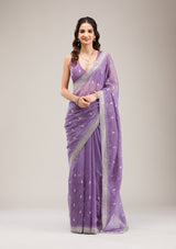 Women's Purple Zariwork Tissue Saree