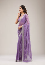 Women's Purple Zariwork Tissue Saree