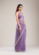 Women's Purple Zariwork Tissue Saree
