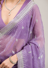 Women's Purple Zariwork Tissue Saree