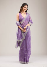 Women's Purple Zariwork Tissue Saree