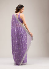 Women's Purple Zariwork Tissue Saree
