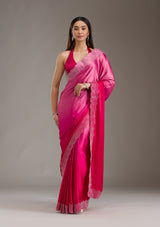 Women's Rani Pink Swarovski Satin Saree