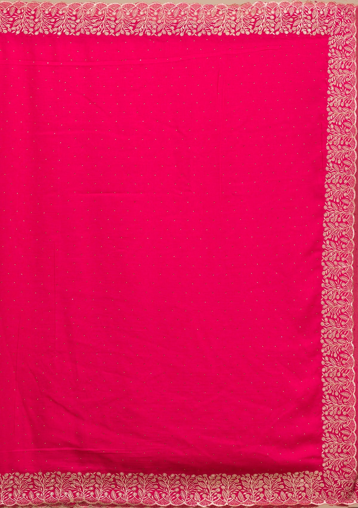 Women's Rani Pink Zariwork Soft Silk Saree