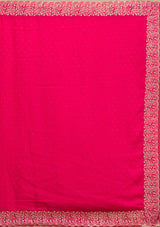 Women's Rani Pink Zariwork Soft Silk Saree