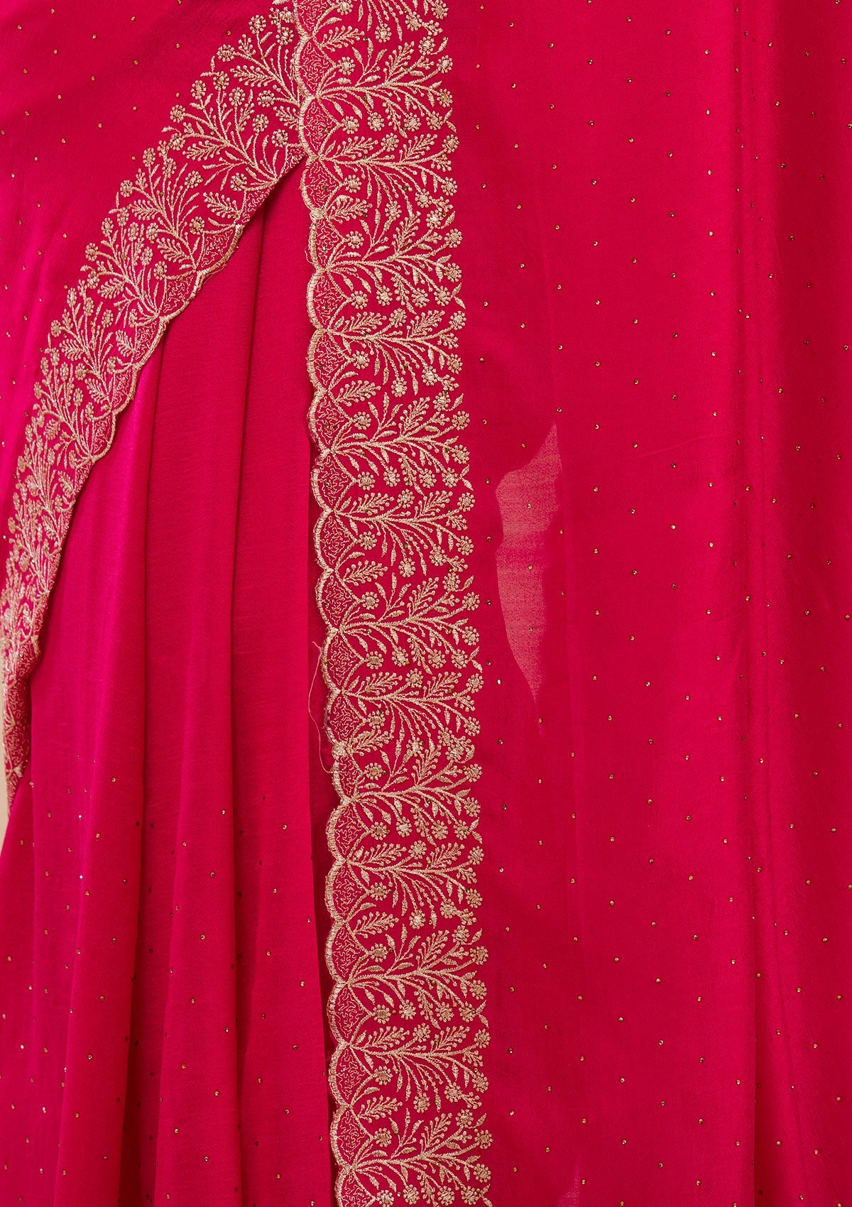 Women's Rani Pink Zariwork Soft Silk Saree