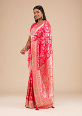 Women's Red Zariwork Banarasi Silk Saree