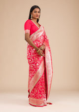 Women's Red Zariwork Banarasi Silk Saree