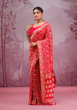 Women's Red Zariwork Georgette Saree